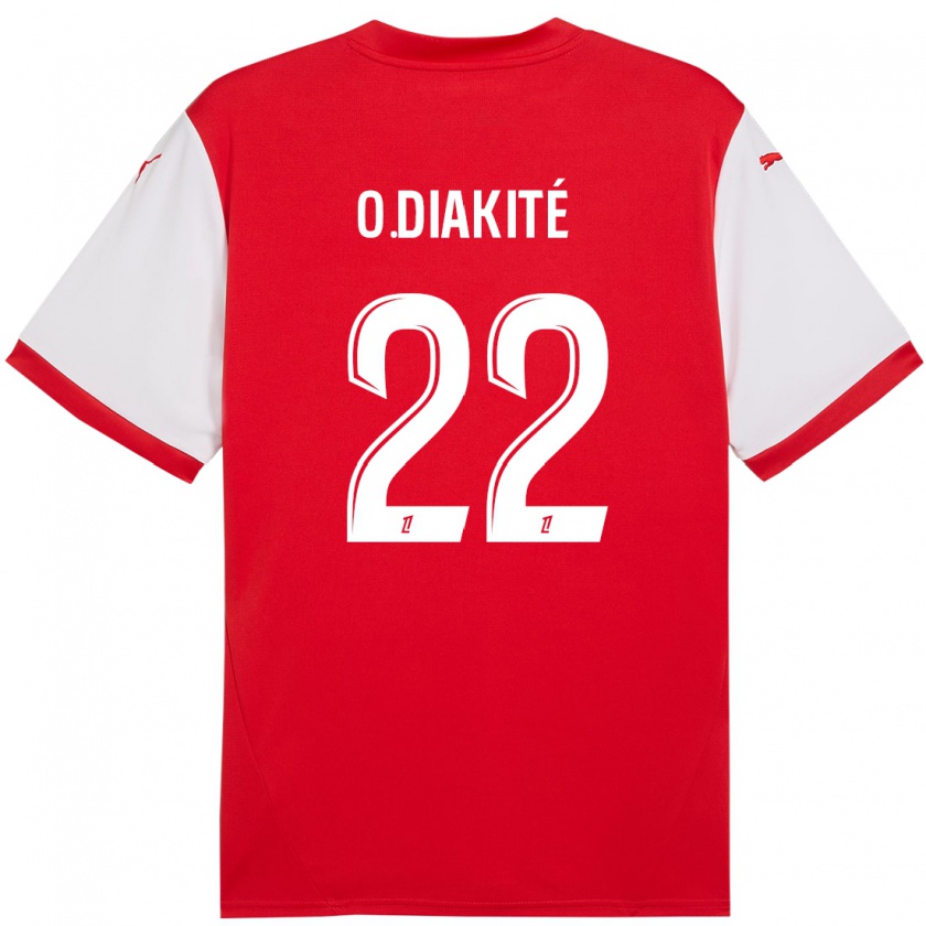 Kandiny Hombre Camiseta Oumar Diakité #22 Rojo Blanco 1ª Equipación 2024/25 La Camisa Chile