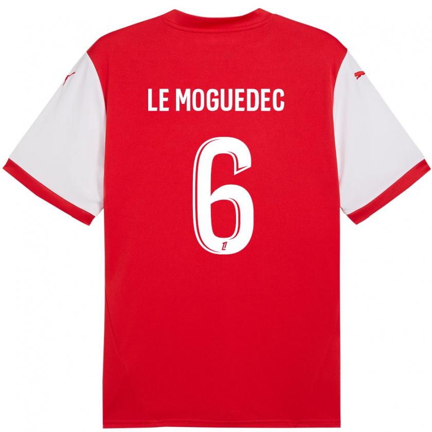 Kandiny Hombre Camiseta Anaële Le Moguédec #6 Rojo Blanco 1ª Equipación 2024/25 La Camisa Chile