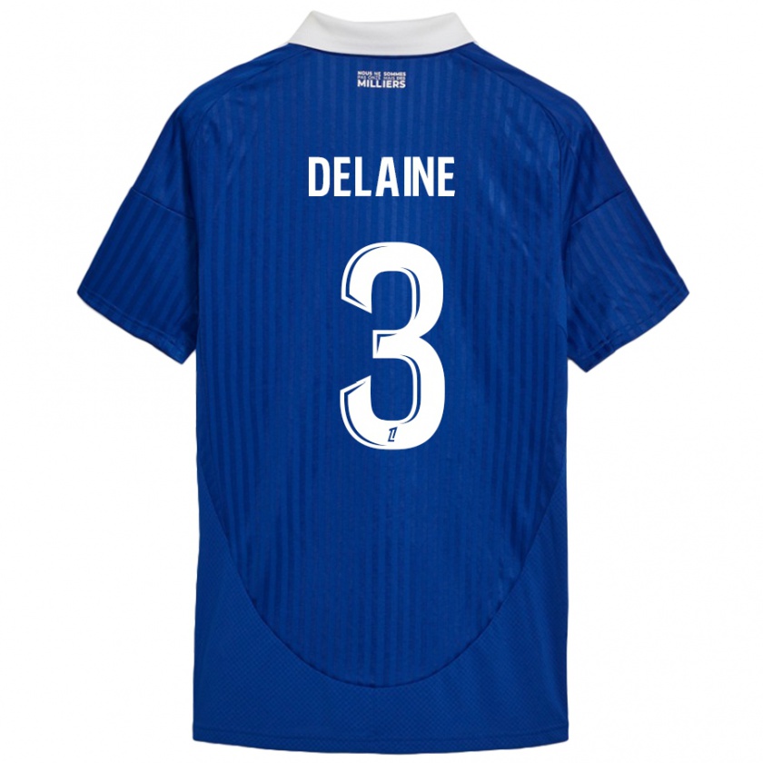 Kandiny Hombre Camiseta Thomas Delaine #3 Azul Blanco 1ª Equipación 2024/25 La Camisa Chile