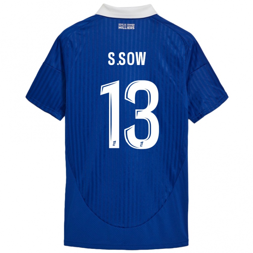 Kandiny Hombre Camiseta Saïdou Sow #13 Azul Blanco 1ª Equipación 2024/25 La Camisa Chile