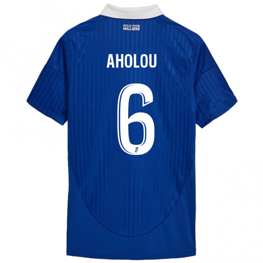 Kandiny Hombre Camiseta Jean-Eudes Aholou #6 Azul Blanco 1ª Equipación 2024/25 La Camisa Chile