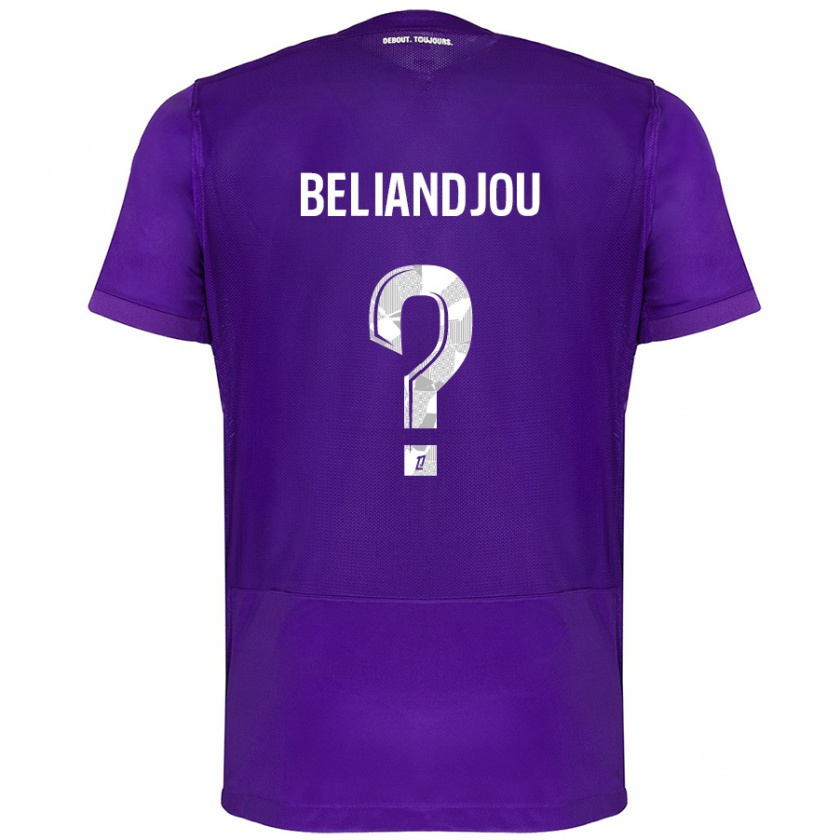 Kandiny Hombre Camiseta Ruben Beliandjou #0 Morado Blanco 1ª Equipación 2024/25 La Camisa Chile