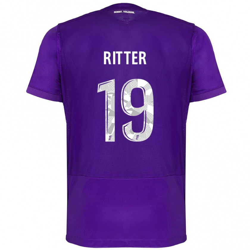 Kandiny Hombre Camiseta Morgane Ritter #19 Morado Blanco 1ª Equipación 2024/25 La Camisa Chile