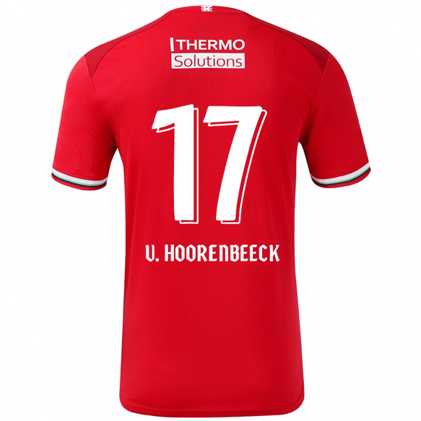 Kandiny Hombre Camiseta Alec Van Hoorenbeeck #17 Rojo Blanco 1ª Equipación 2024/25 La Camisa Chile