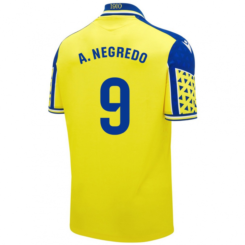 Kandiny Hombre Camiseta Álvaro Negredo #9 Amarillo Azul 1ª Equipación 2024/25 La Camisa Chile