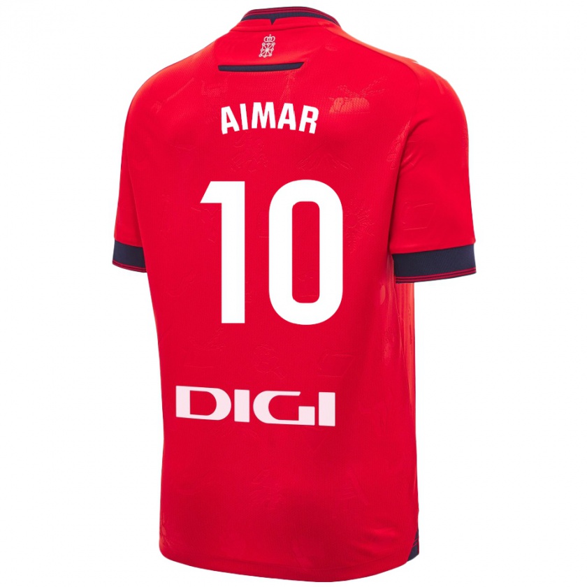 Kandiny Hombre Camiseta Aimar Oroz #10 Rojo Blanco 1ª Equipación 2024/25 La Camisa Chile