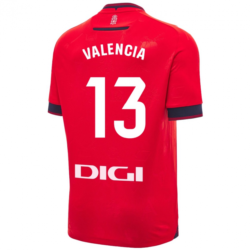 Kandiny Hombre Camiseta Pablo Valencia #13 Rojo Blanco 1ª Equipación 2024/25 La Camisa Chile