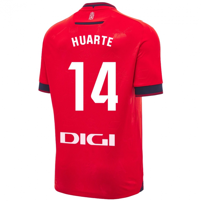 Kandiny Hombre Camiseta Xabi Huarte #14 Rojo Blanco 1ª Equipación 2024/25 La Camisa Chile