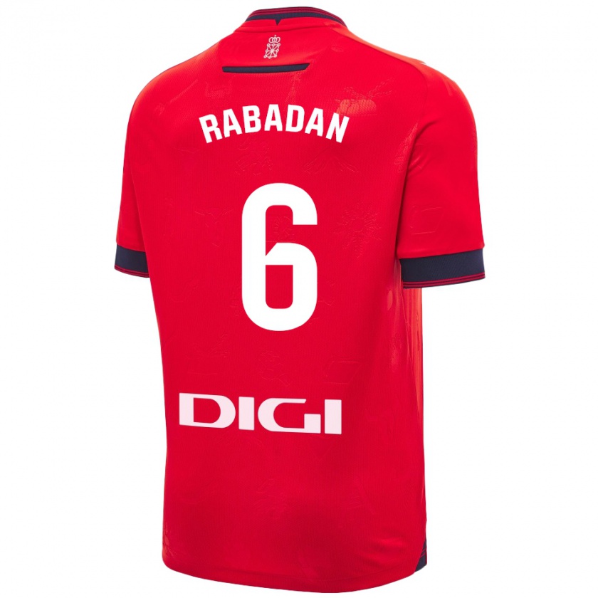 Kandiny Hombre Camiseta David Rabadán #6 Rojo Blanco 1ª Equipación 2024/25 La Camisa Chile