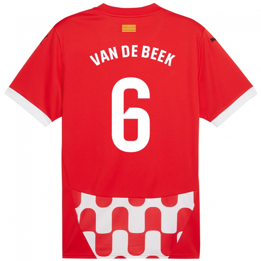 Kandiny Hombre Camiseta Donny Van De Beek #6 Rojo Blanco 1ª Equipación 2024/25 La Camisa Chile