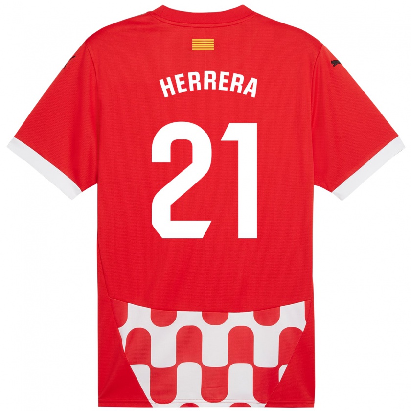 Kandiny Hombre Camiseta Yangel Herrera #21 Rojo Blanco 1ª Equipación 2024/25 La Camisa Chile