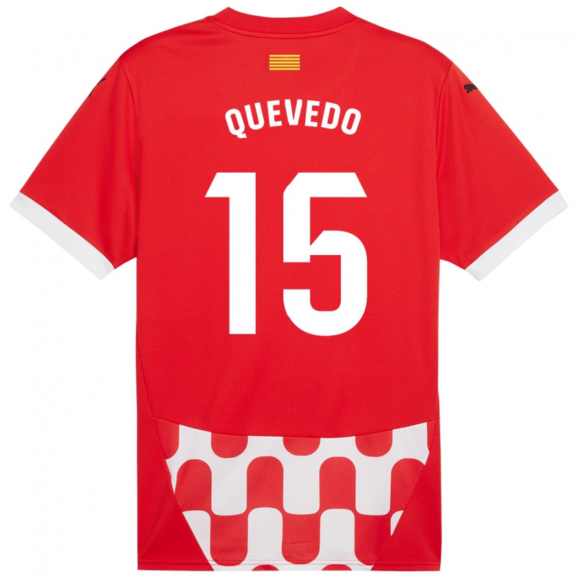 Kandiny Hombre Camiseta Erik Quevedo #15 Rojo Blanco 1ª Equipación 2024/25 La Camisa Chile