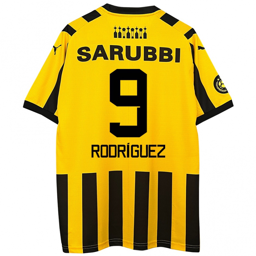 Kandiny Hombre Camiseta Agustín Rodríguez #9 Amarillo Negro 1ª Equipación 2024/25 La Camisa Chile