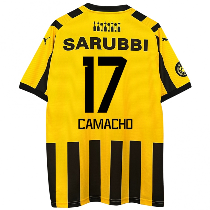 Kandiny Hombre Camiseta Sebastián Camacho #17 Amarillo Negro 1ª Equipación 2024/25 La Camisa Chile