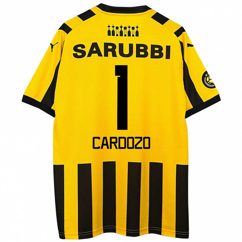 Kandiny Hombre Camiseta Thiago Cardozo #1 Amarillo Negro 1ª Equipación 2024/25 La Camisa Chile