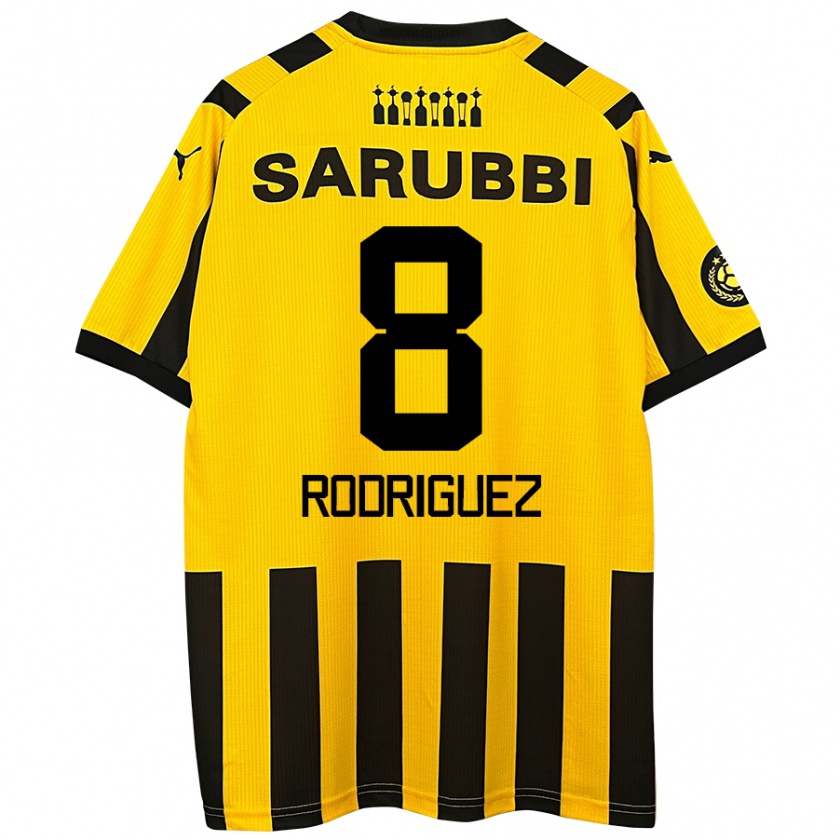 Kandiny Hombre Camiseta Sebastián Rodríguez #8 Amarillo Negro 1ª Equipación 2024/25 La Camisa Chile