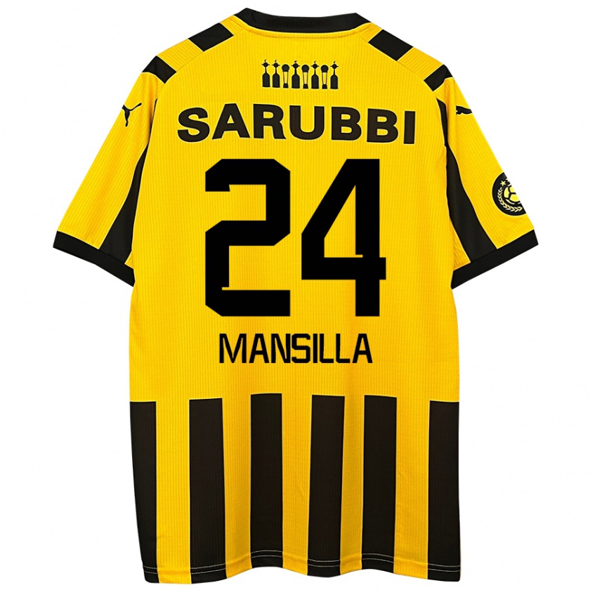 Kandiny Hombre Camiseta Brian Mansilla #24 Amarillo Negro 1ª Equipación 2024/25 La Camisa Chile