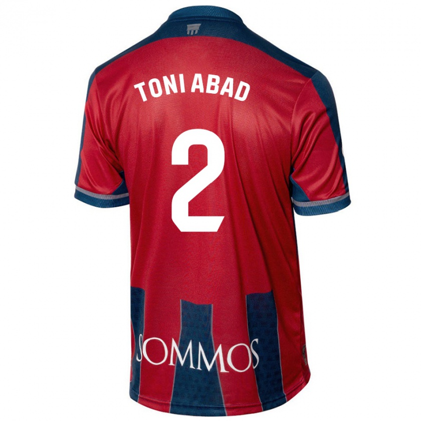 Kandiny Hombre Camiseta Toni Abad #2 Rojo Azul 1ª Equipación 2024/25 La Camisa Chile