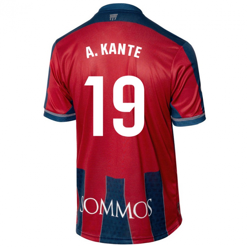 Kandiny Hombre Camiseta Abou Kanté #19 Rojo Azul 1ª Equipación 2024/25 La Camisa Chile