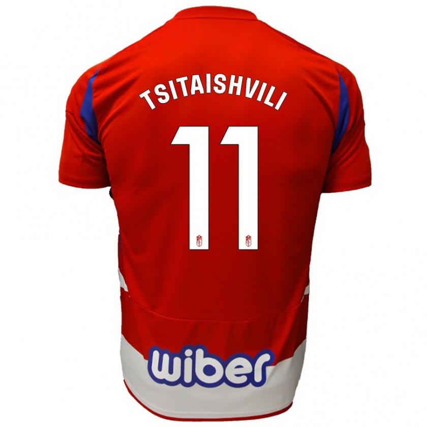 Kandiny Hombre Camiseta Georgiy Tsitaishvili #11 Rojo Blanco Azul 1ª Equipación 2024/25 La Camisa Chile