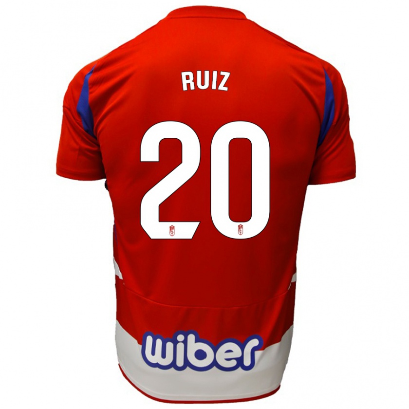 Kandiny Hombre Camiseta Sergio Ruiz #20 Rojo Blanco Azul 1ª Equipación 2024/25 La Camisa Chile