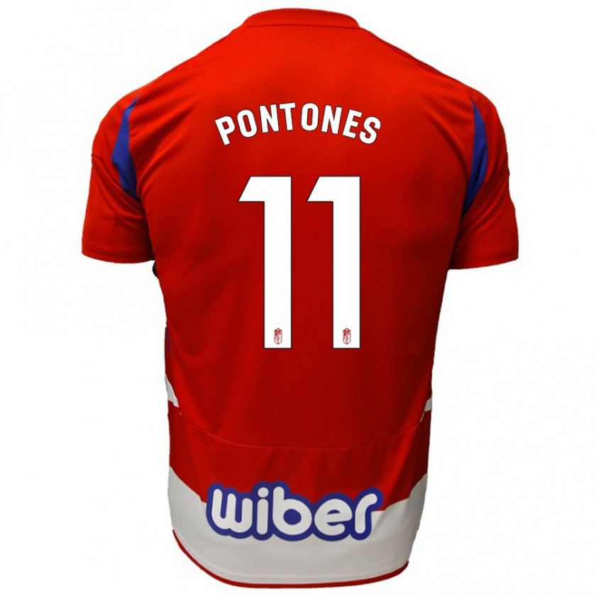 Kandiny Hombre Camiseta Juan Carlos Pontones #11 Rojo Blanco Azul 1ª Equipación 2024/25 La Camisa Chile