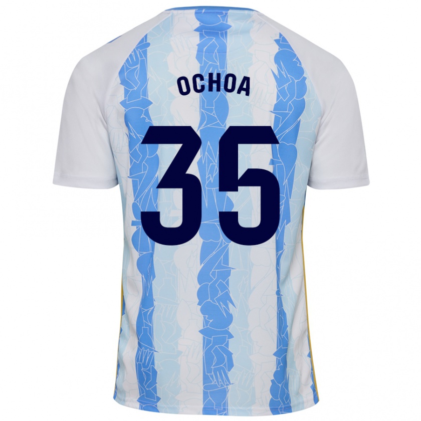 Kandiny Hombre Camiseta Aarón Ochoa #35 Blanco Azul 1ª Equipación 2024/25 La Camisa Chile