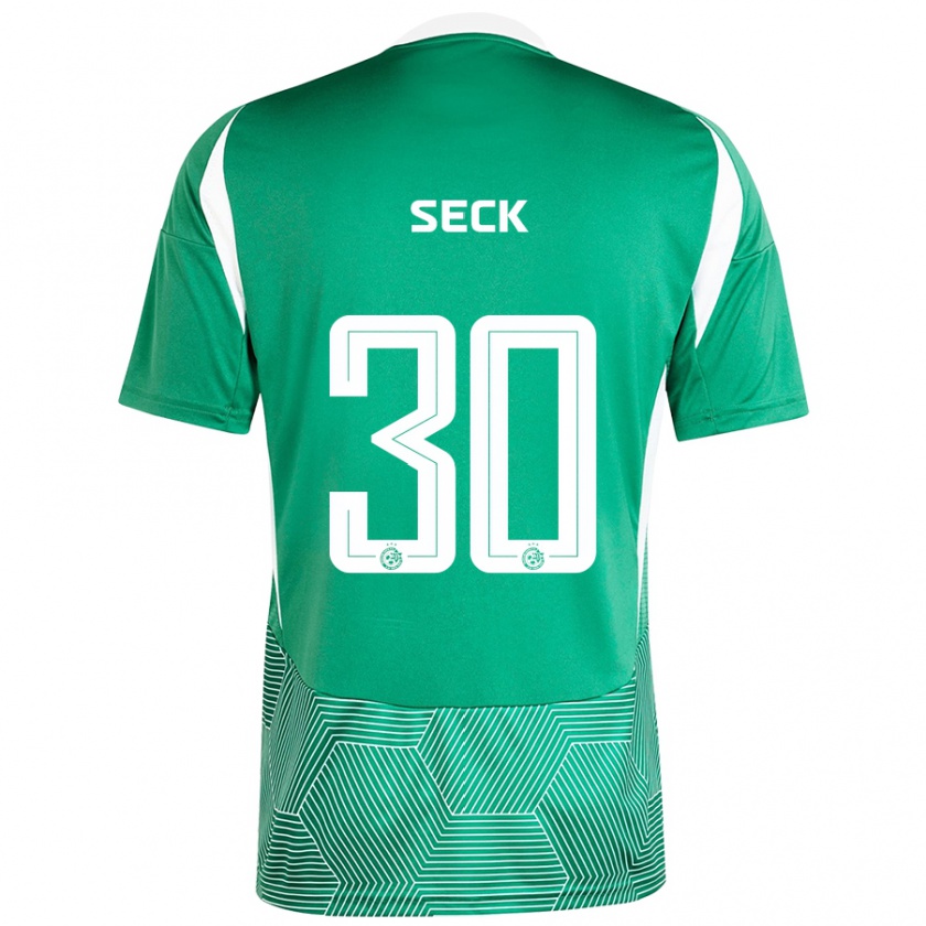 Kandiny Hombre Camiseta Abdoulaye Seck #30 Verde Blanco 1ª Equipación 2024/25 La Camisa Chile