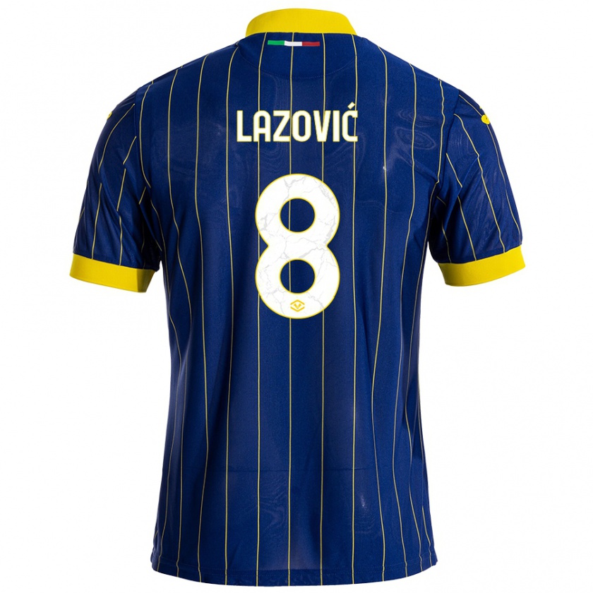 Kandiny Hombre Camiseta Darko Lazović #8 Azul Amarillo 1ª Equipación 2024/25 La Camisa Chile