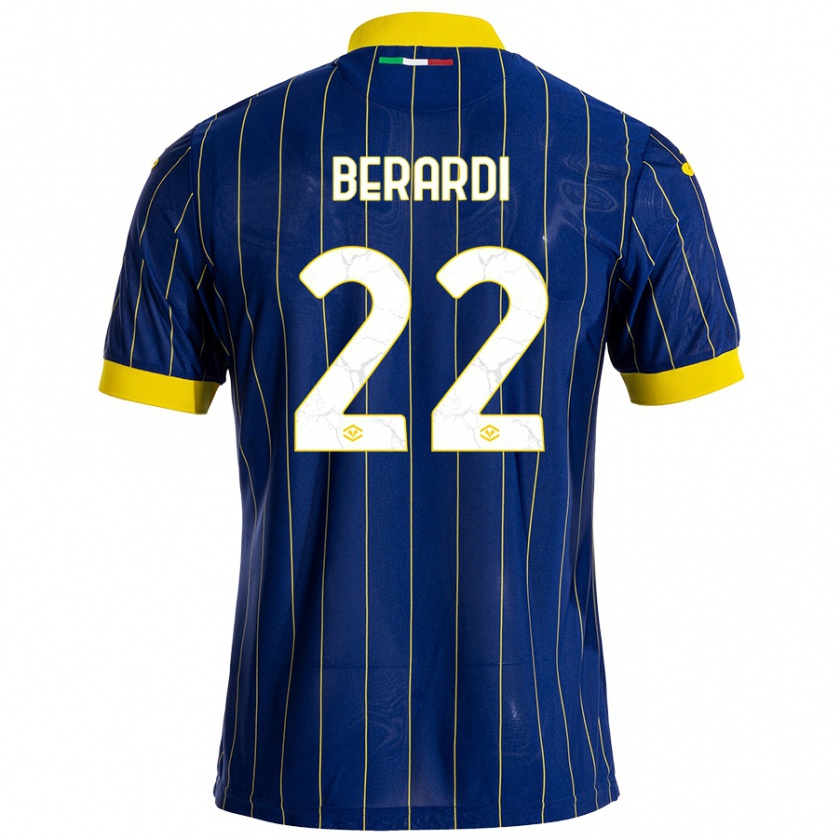 Kandiny Hombre Camiseta Alessandro Berardi #22 Azul Amarillo 1ª Equipación 2024/25 La Camisa Chile