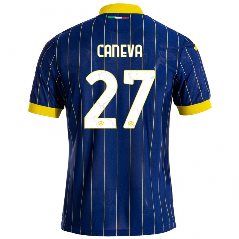 Kandiny Hombre Camiseta Elia Caneva #27 Azul Amarillo 1ª Equipación 2024/25 La Camisa Chile