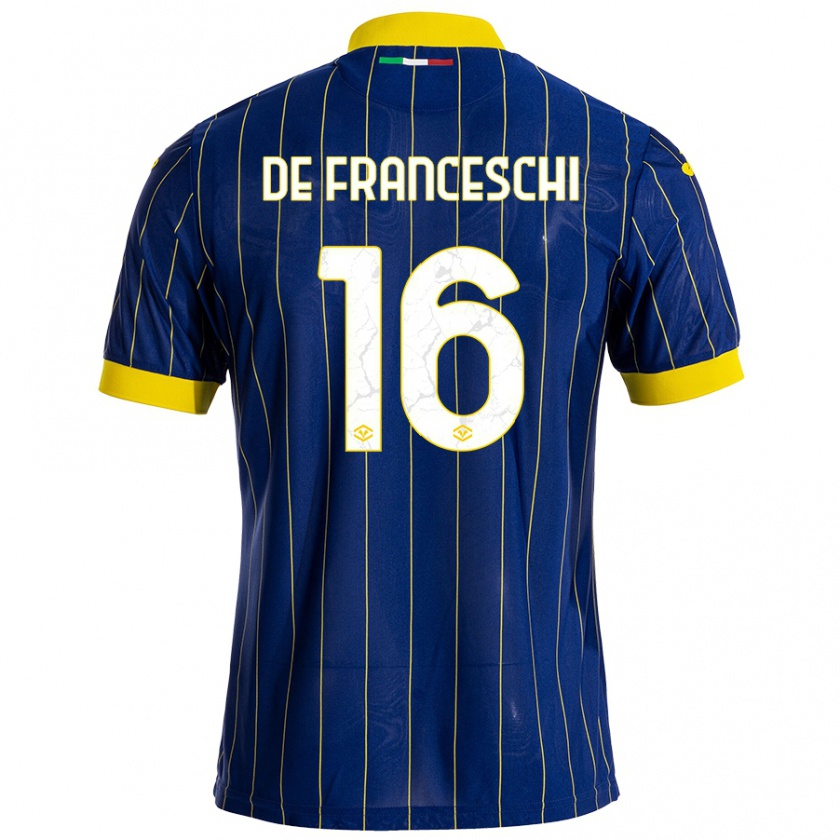 Kandiny Hombre Camiseta Edoardo De Franceschi #16 Azul Amarillo 1ª Equipación 2024/25 La Camisa Chile