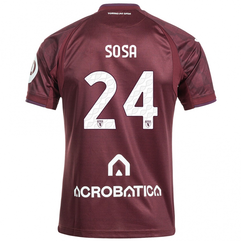 Kandiny Hombre Camiseta Borna Sosa #24 Granate Blanco 1ª Equipación 2024/25 La Camisa Chile