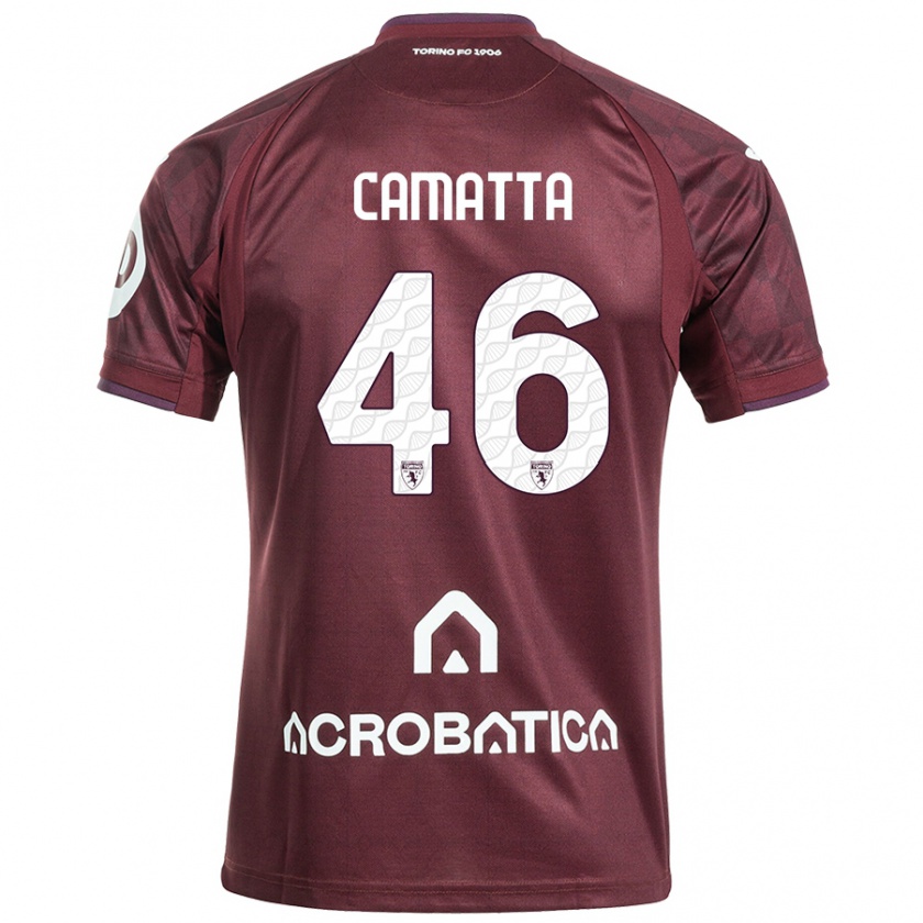 Kandiny Hombre Camiseta Alessandro Camatta #46 Granate Blanco 1ª Equipación 2024/25 La Camisa Chile