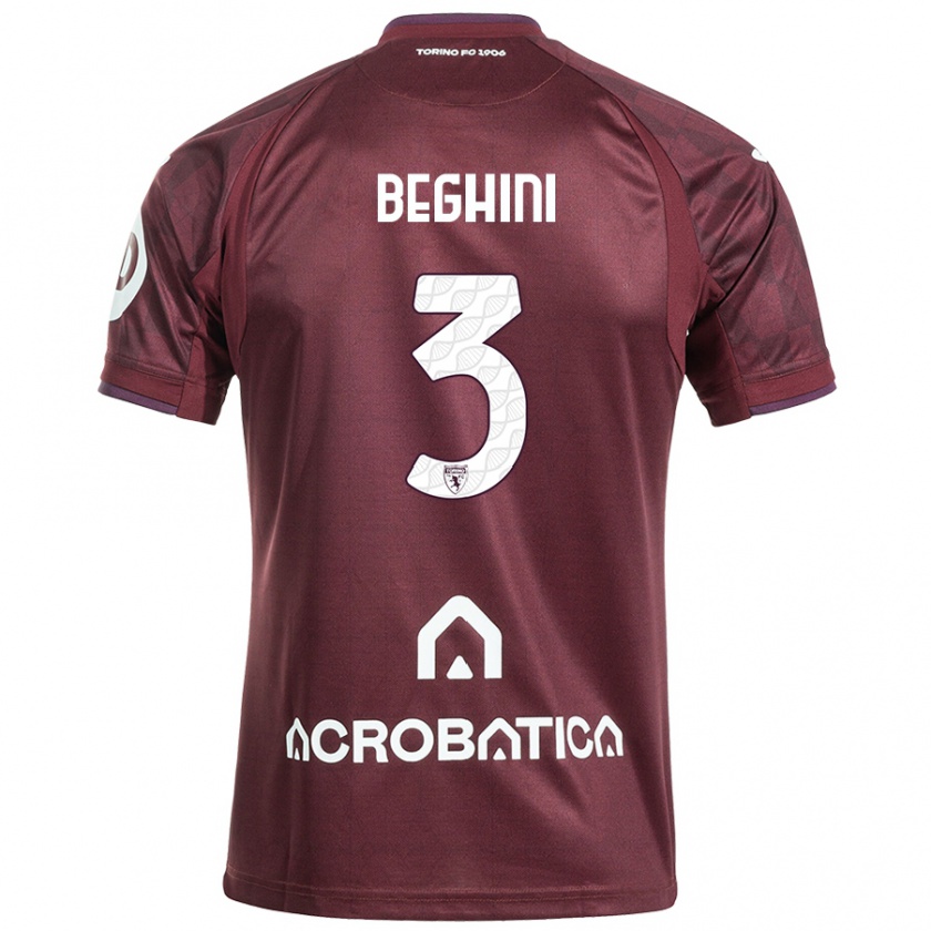 Kandiny Hombre Camiseta Giulia Beghini #3 Granate Blanco 1ª Equipación 2024/25 La Camisa Chile