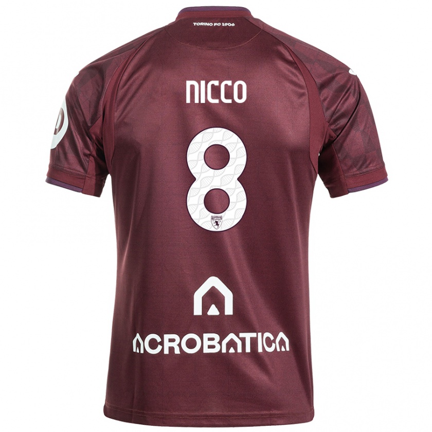 Kandiny Hombre Camiseta Giada Nicco #8 Granate Blanco 1ª Equipación 2024/25 La Camisa Chile