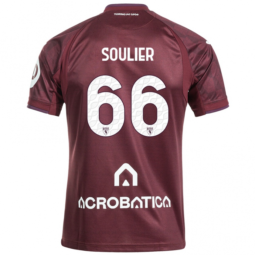 Kandiny Hombre Camiseta Evan Soulier #66 Granate Blanco 1ª Equipación 2024/25 La Camisa Chile