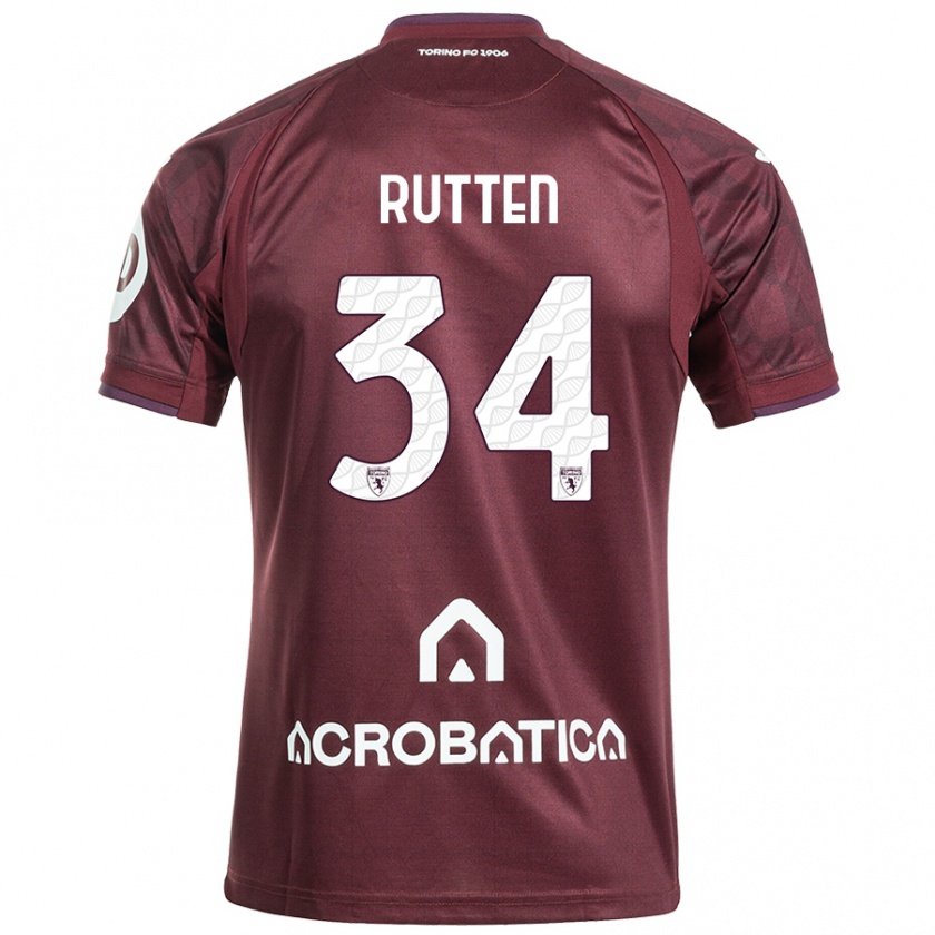 Kandiny Hombre Camiseta Jill Rutten #34 Granate Blanco 1ª Equipación 2024/25 La Camisa Chile