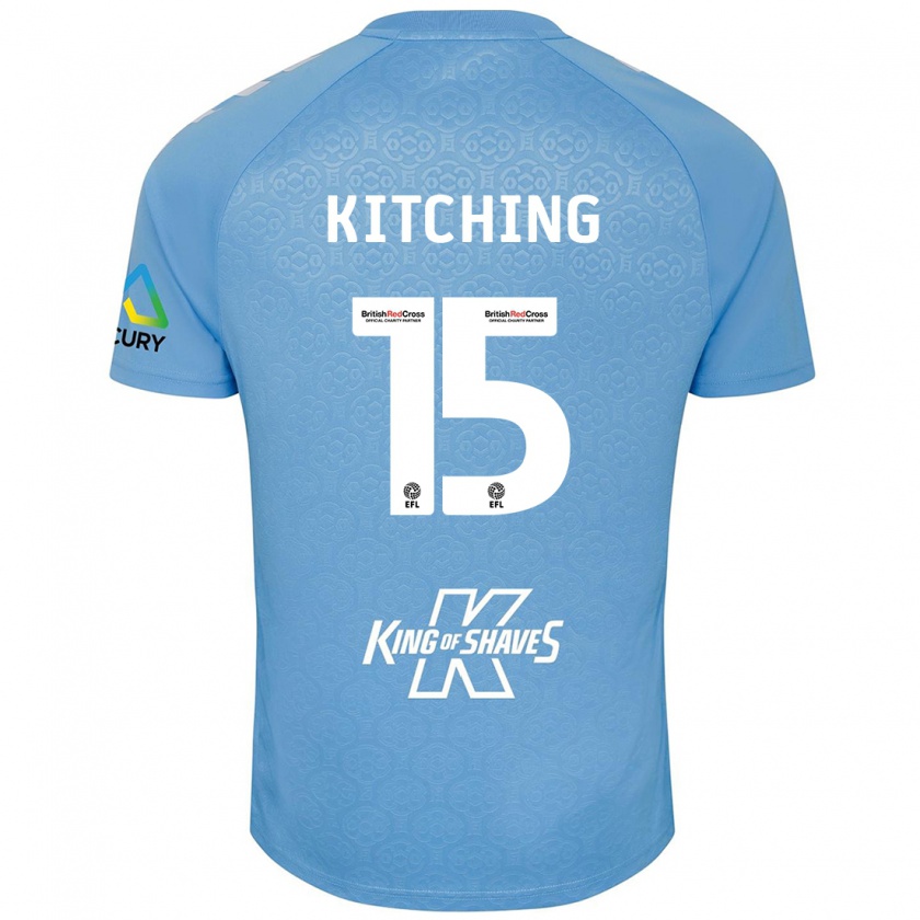 Kandiny Hombre Camiseta Liam Kitching #15 Azul Blanco 1ª Equipación 2024/25 La Camisa Chile