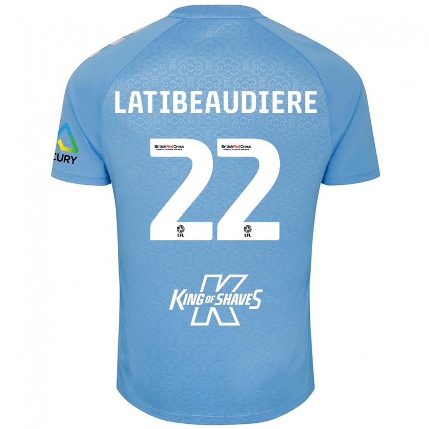 Kandiny Hombre Camiseta Joel Latibeaudiere #22 Azul Blanco 1ª Equipación 2024/25 La Camisa Chile