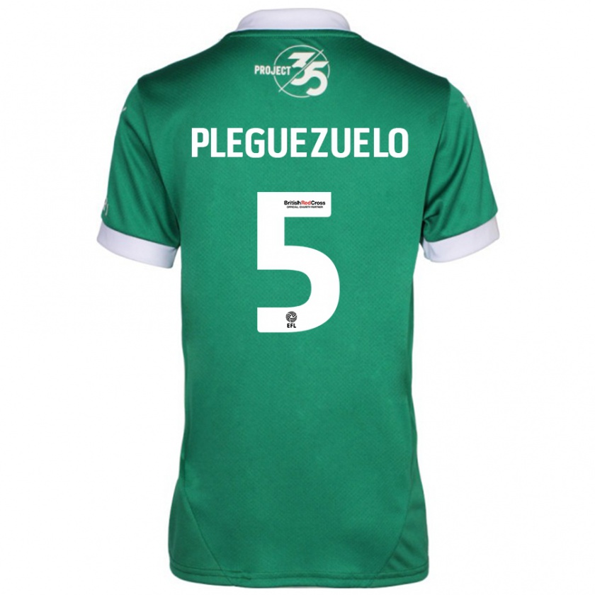 Kandiny Hombre Camiseta Julio Pleguezuelo #5 Verde Blanco 1ª Equipación 2024/25 La Camisa Chile