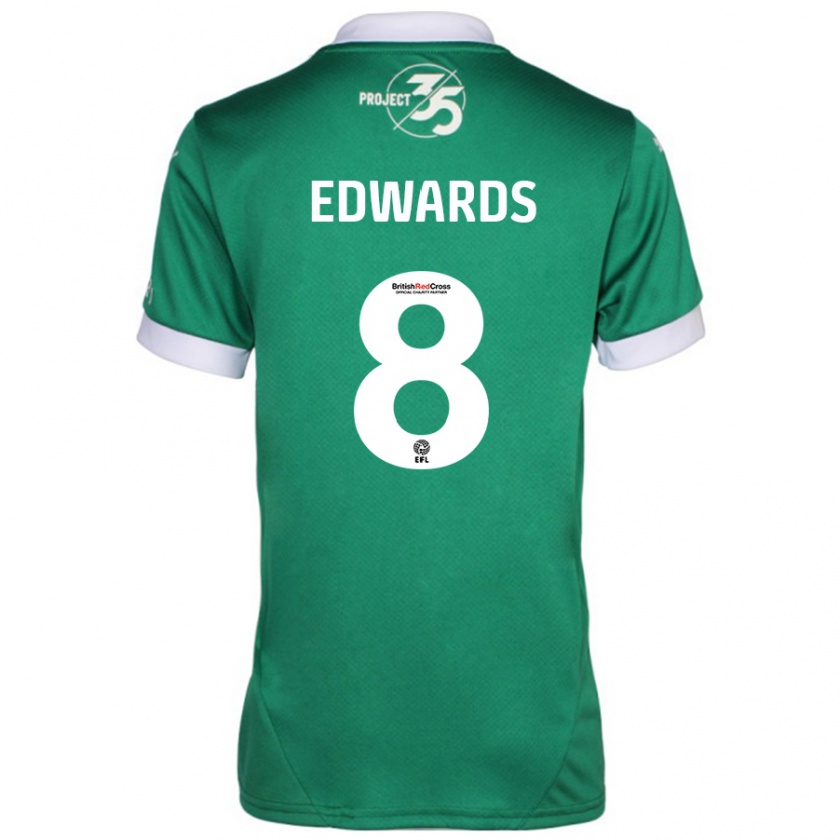 Kandiny Hombre Camiseta Joe Edwards #8 Verde Blanco 1ª Equipación 2024/25 La Camisa Chile