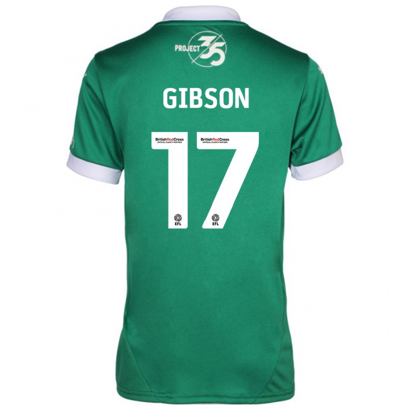 Kandiny Hombre Camiseta Lewis Gibson #17 Verde Blanco 1ª Equipación 2024/25 La Camisa Chile