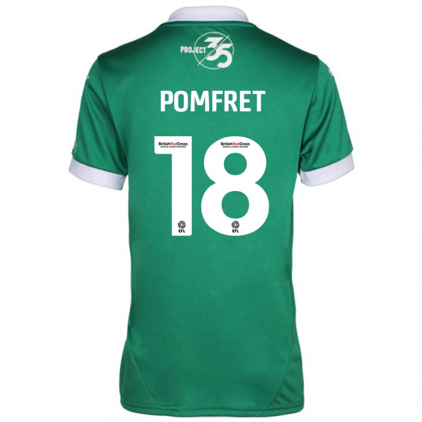 Kandiny Hombre Camiseta Taya Pomfret #18 Verde Blanco 1ª Equipación 2024/25 La Camisa Chile