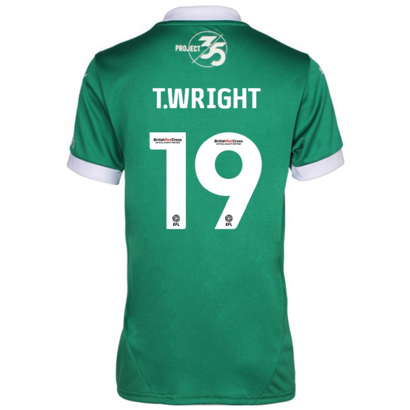 Kandiny Hombre Camiseta Tyreik Wright #19 Verde Blanco 1ª Equipación 2024/25 La Camisa Chile