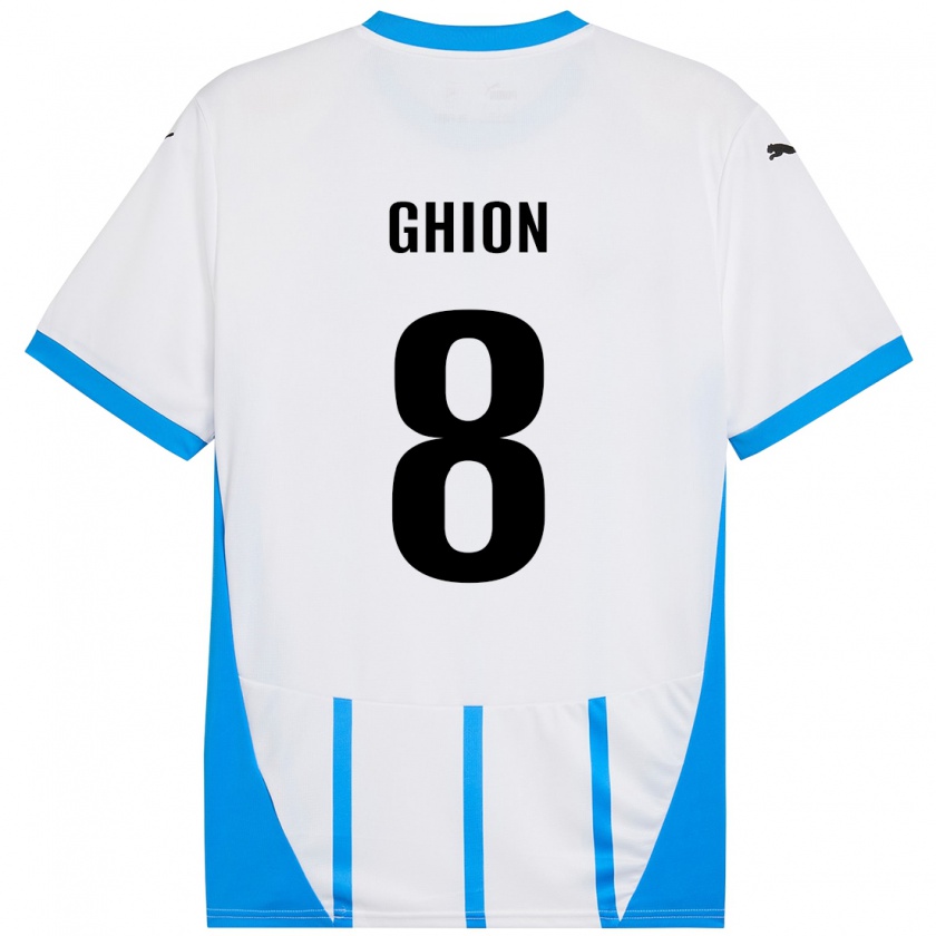 Kandiny Hombre Camiseta Andrea Ghion #8 Blanco Azul 2ª Equipación 2024/25 La Camisa Chile