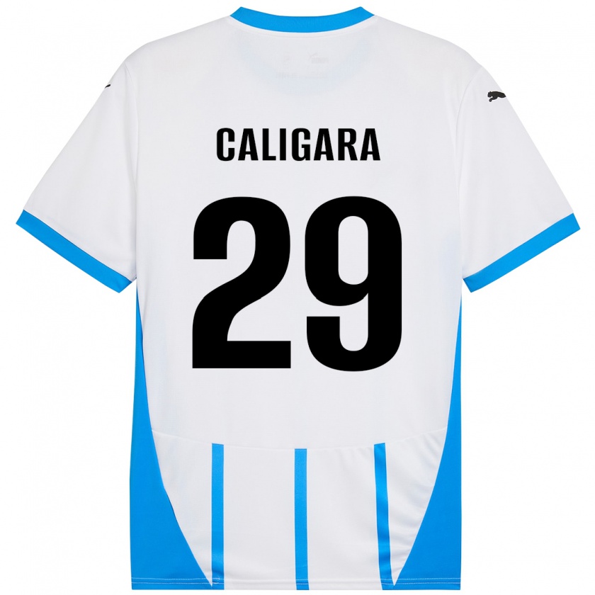 Kandiny Hombre Camiseta Fabrizio Caligara #29 Blanco Azul 2ª Equipación 2024/25 La Camisa Chile