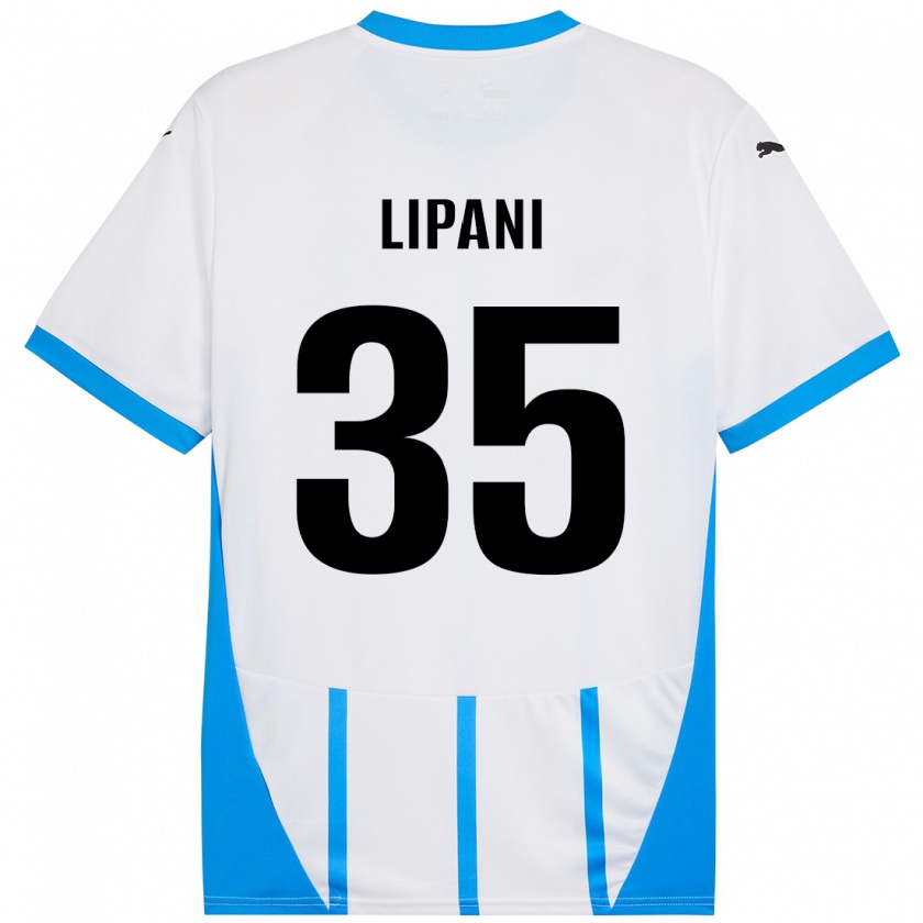 Kandiny Hombre Camiseta Luca Lipani #35 Blanco Azul 2ª Equipación 2024/25 La Camisa Chile