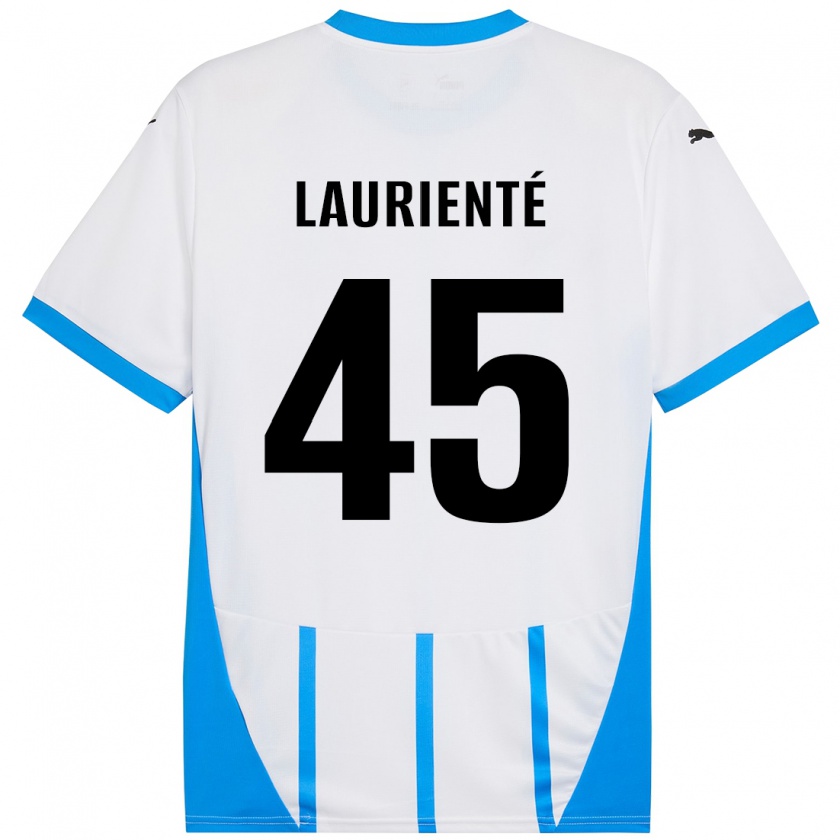 Kandiny Hombre Camiseta Armand Laurienté #45 Blanco Azul 2ª Equipación 2024/25 La Camisa Chile