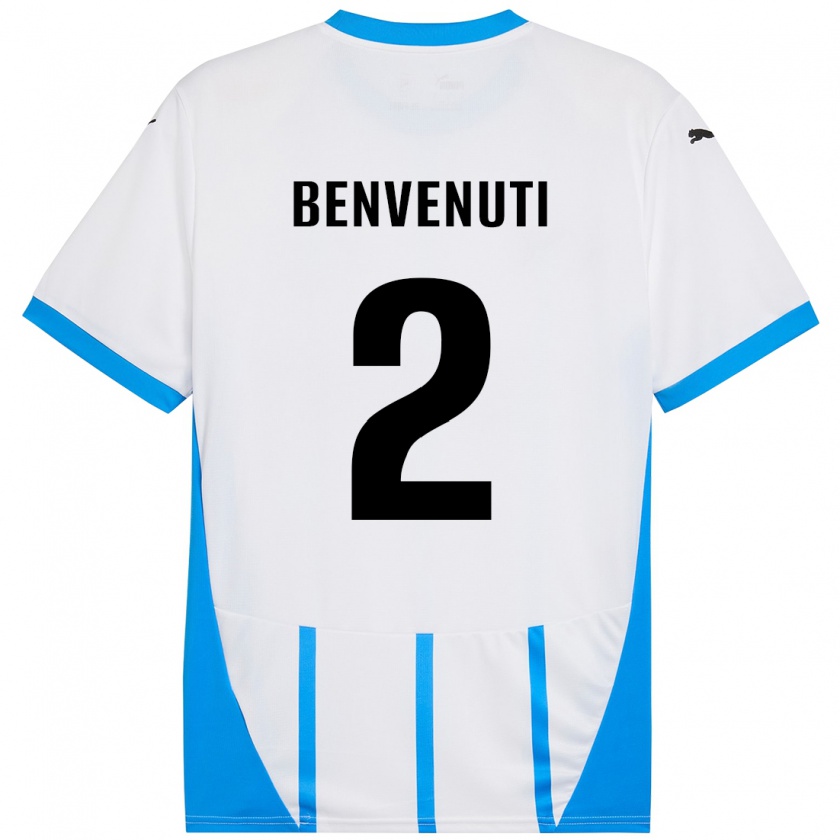 Kandiny Hombre Camiseta Giacomo Benvenuti #2 Blanco Azul 2ª Equipación 2024/25 La Camisa Chile